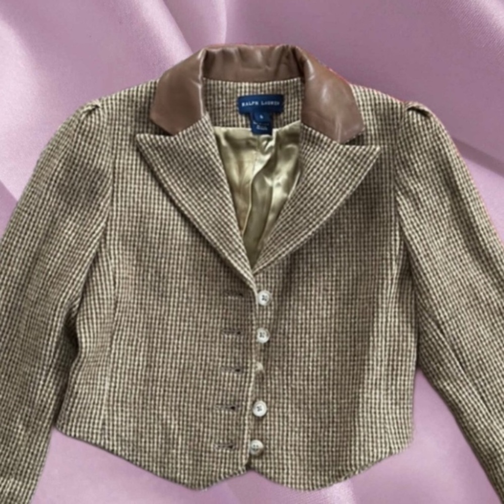 Ralph Lauren Women's Tan Houndstooth Blazer​